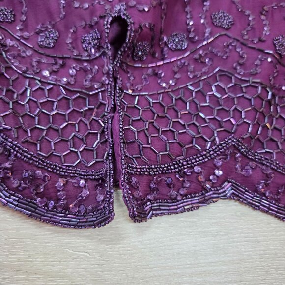 Vintage 90's Purple Beaded Short Sleeve Dress With Shoulder Pads Womens Size 2X - Picture 16 of 16
